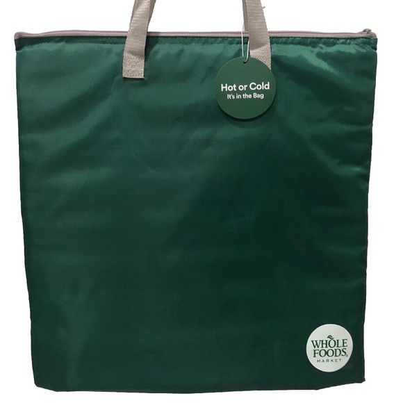 Whole Foods Handbags - WHOLE FOODS MARKET Green Reusable Insulated Hot or Cold Shopping Slim Tote